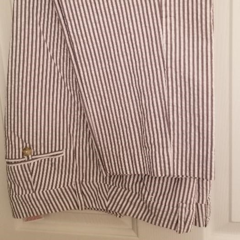 MERONA ABOVE ANKLE PANT 12 GREY/WHITE SEARSUCKER